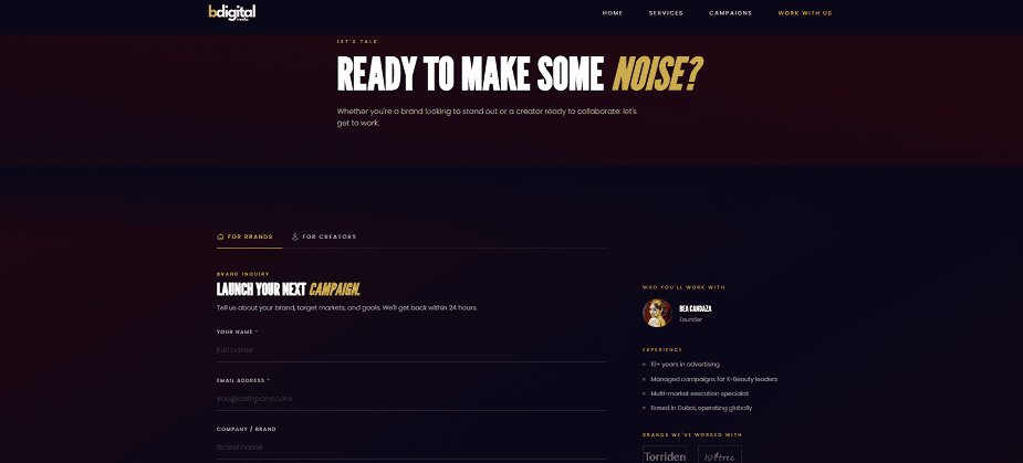 Work With Us — Dual Form System