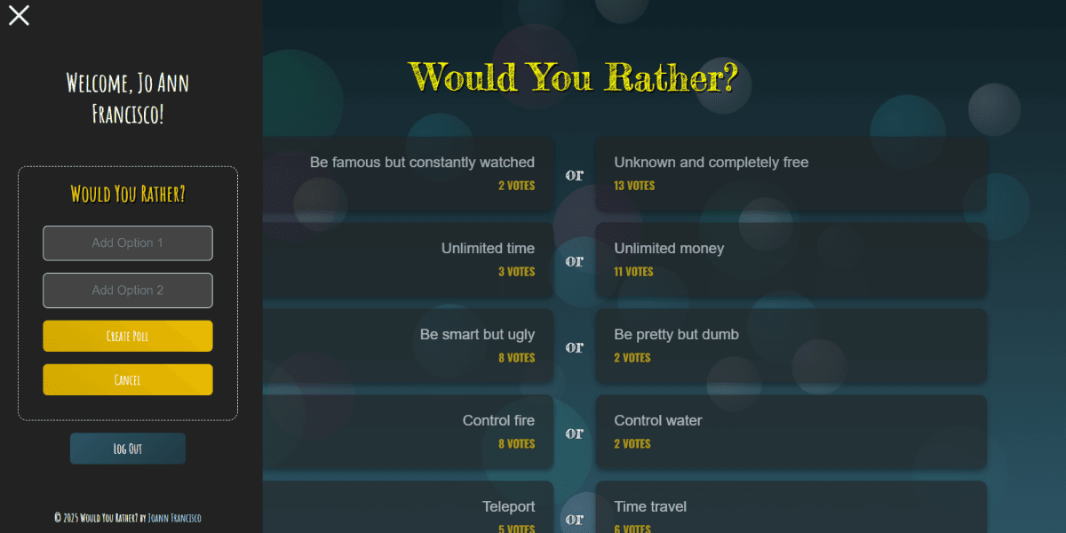 Poll Section using Google Account